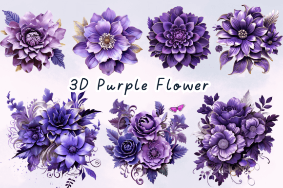 Download 3D Purple Flower Sublimation Clipart - Flower sublimation Collection