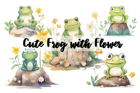 Download Cute Frog with Flower Sublimation Design - Flower sublimation Collection