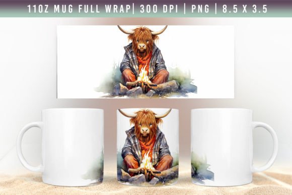 Download 3D Highland Cow Mug Wrap Designs - Mug wrap designs Collection