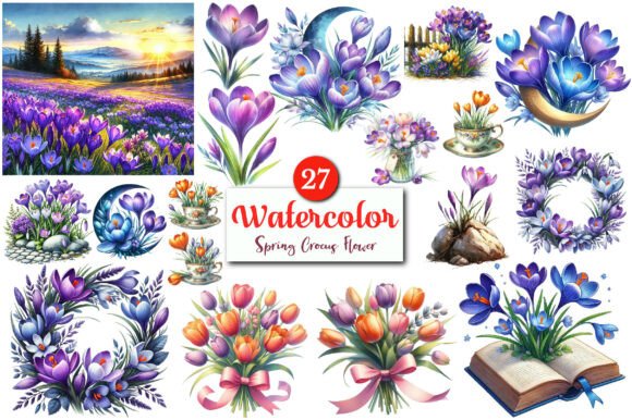 Download Spring Crocus Flower Sublimation Clipart - Premium Resources