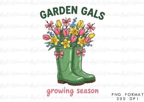 Download Spring Garden Boots Hand-drawn PNG - Spring Collection