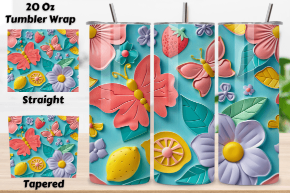 Download Spring 3D Flowers Tumbler Wrap | Seamles - Spring Collection