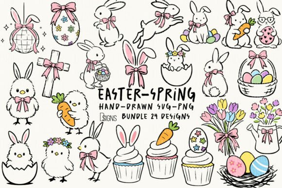 Download Easter Svg Spring Hand-Drawn Bundle Png - Spring Collection