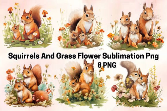 Download Squirrels and Grass Flower Sublimation - Flower sublimation Collection