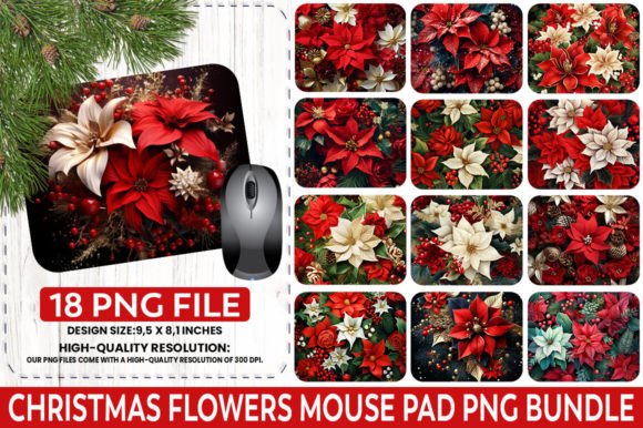 Download Christmas Flowers Sublimation Mouse Pad - Premium Bundle