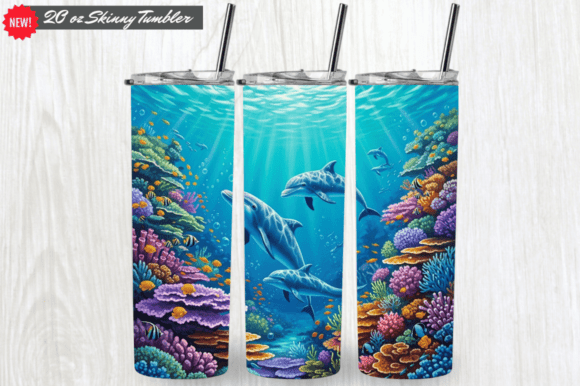 Download 3D Ocean Dolphins Summer Tumbler 20 Oz - Premium Bundle