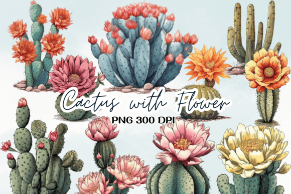 Download Cactus with Flower Sublimation Clipart - Flower sublimation Collection