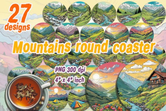 Download Spring Mountains Round Coasters Bundle - Spring Collection