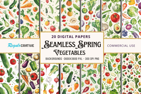 Download Seamless Spring Vegetables Bundle PNG - Spring Collection