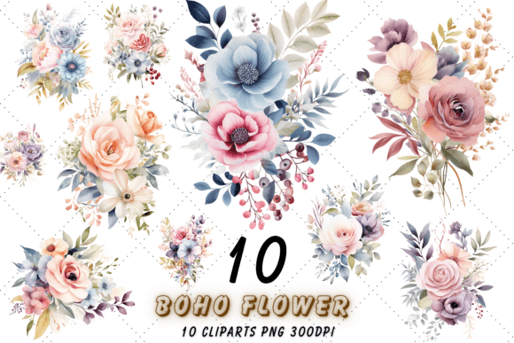 Download Vintage Boho Flower Sublimation Clipart - Flower sublimation Collection